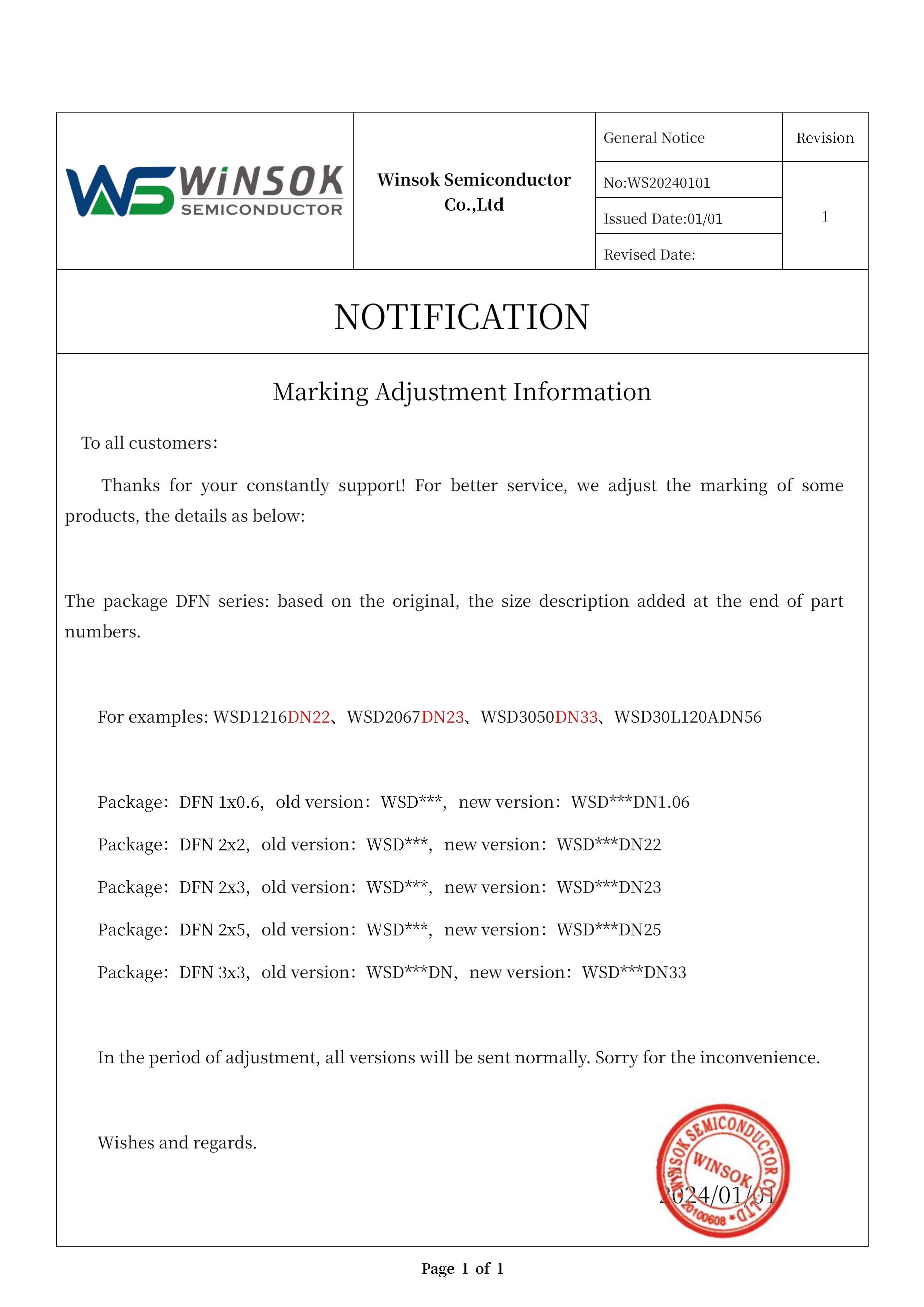 Marking adjustment information